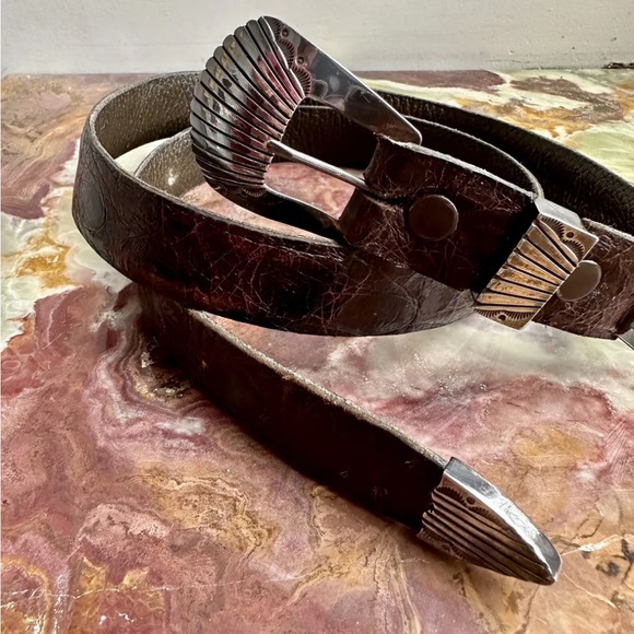 VINTAGE 1990s ANDERSON PARKETT NAVAJO RANGER SET STERLING SILVER BELT BUCKLE - Picture 2 of 8